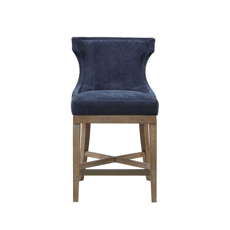 Carson Navy Swivel Counter Stool with Wood and Acrylic