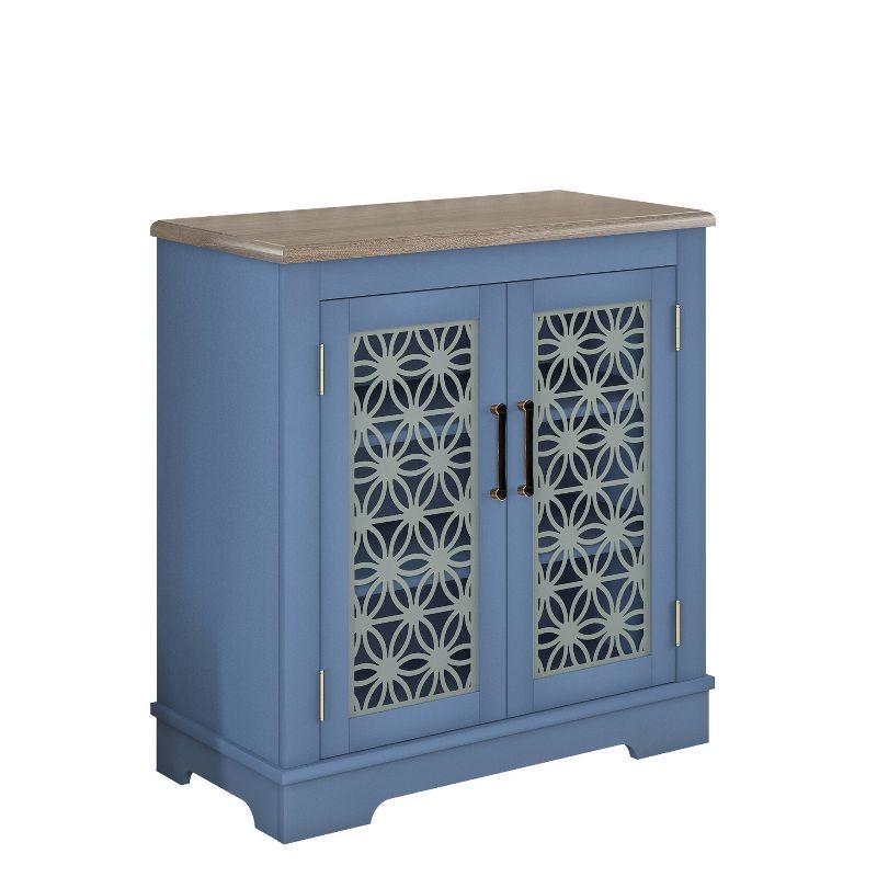 30" Storage Sideboard Buffet Cabinet Navy - Home Essentials: Rustic Bohemian Style, Adjustable Shelves, Tempered Glass Doors
