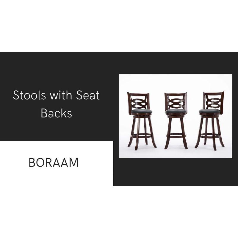 Boraam 24" Seina Counter Height Barstool Walnut Brown: Mid-Century Modern, Faux Leather Upholstery, Wood Frame