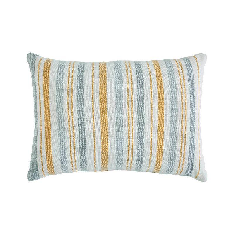 Gray and Yellow Tufted Cotton Boho Lumbar Pillow 14" x 20"