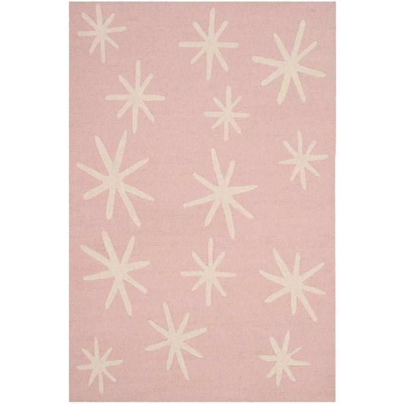 Ivory and Pink Hand-Tufted Wool Kids Area Rug 3' x 5'