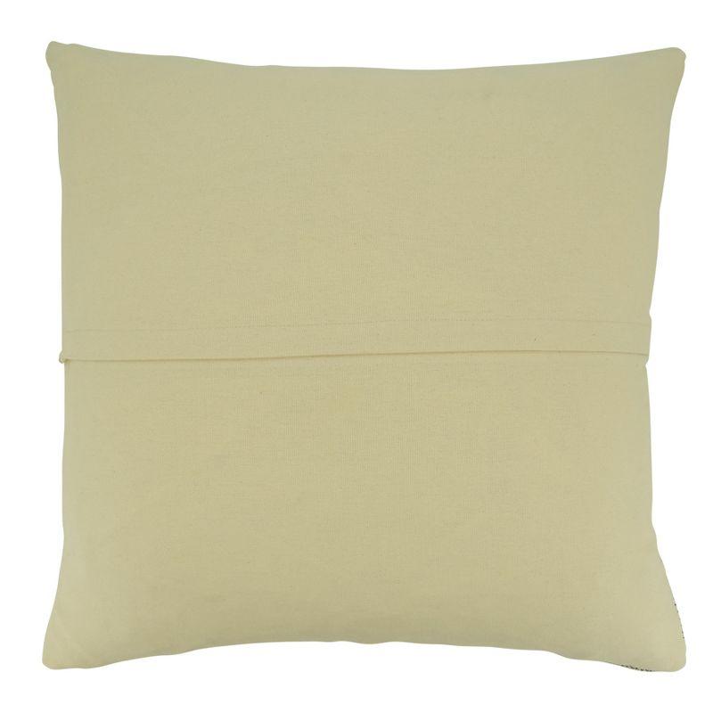 Beige Woven Stripe Cotton Blend Throw Pillow, 20"