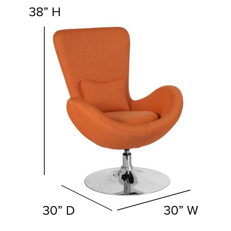 High Back Orange Fabric Swivel Reception Chair with Chrome Base