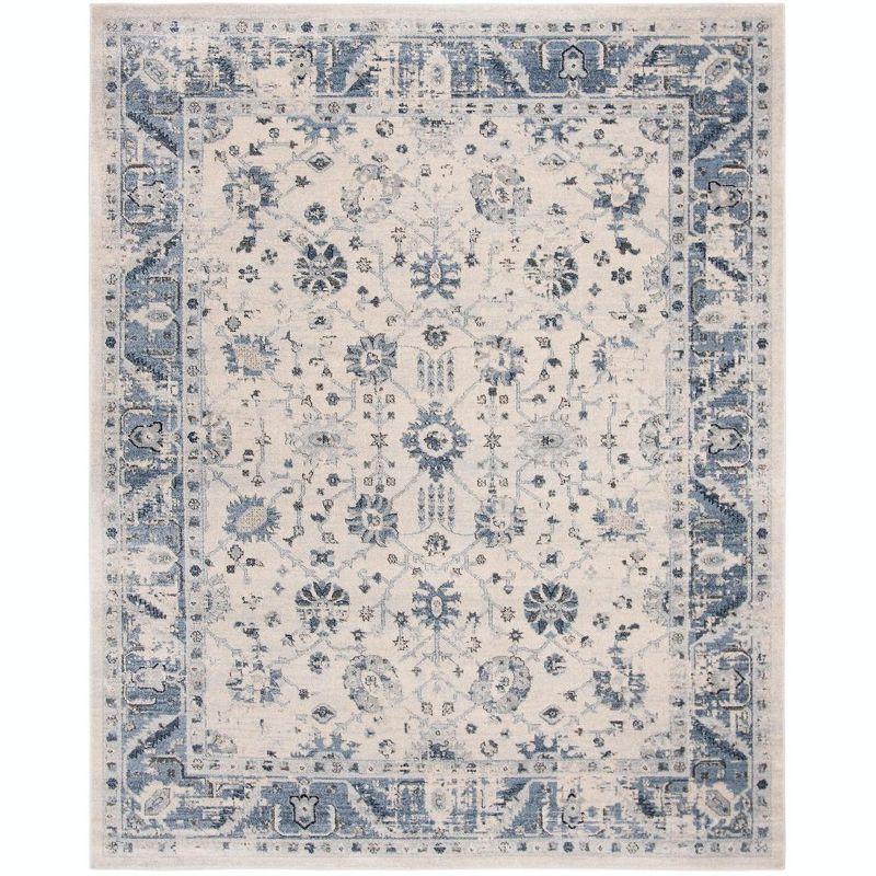 Charleston Ivory and Blue Synthetic 8' x 10' Area Rug