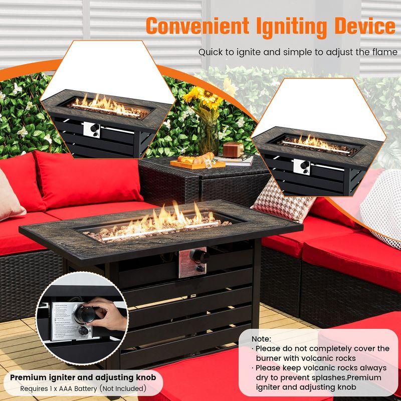 Costway 42'' Rectangular Propane Fire Pit Table 50,000 BTU W/ Lava Rocks & PVC Cover