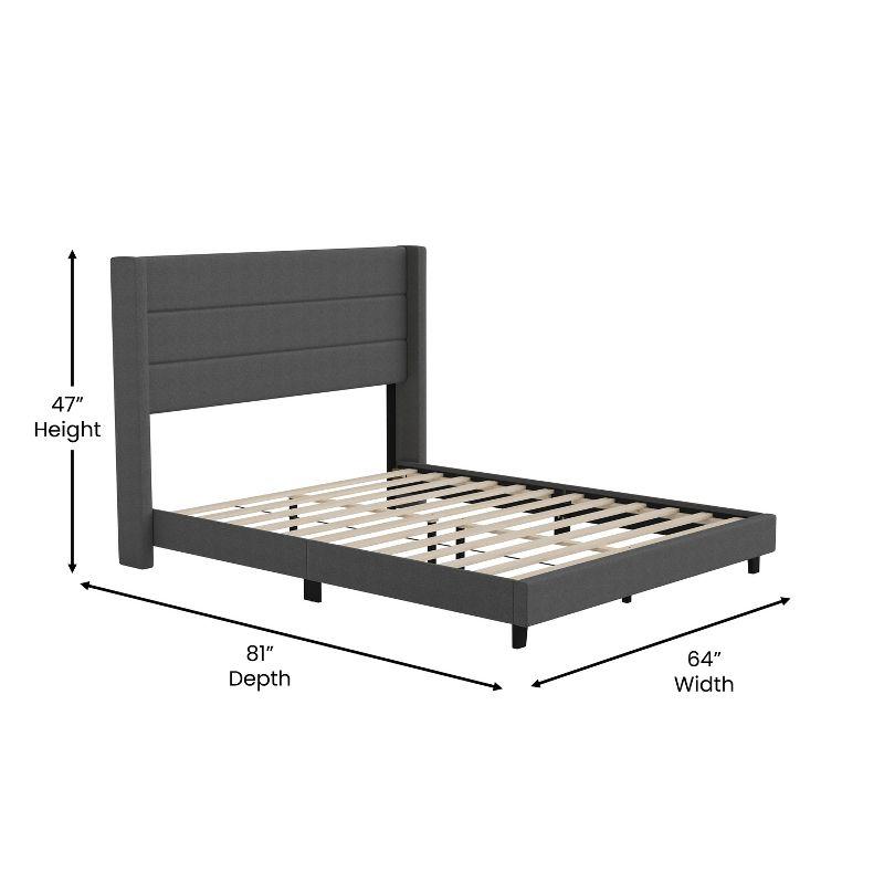 Merrick Lane Modern Platform Bed with Padded Channel Stitched Upholstered Wingback Headboard and Underbed Clearance