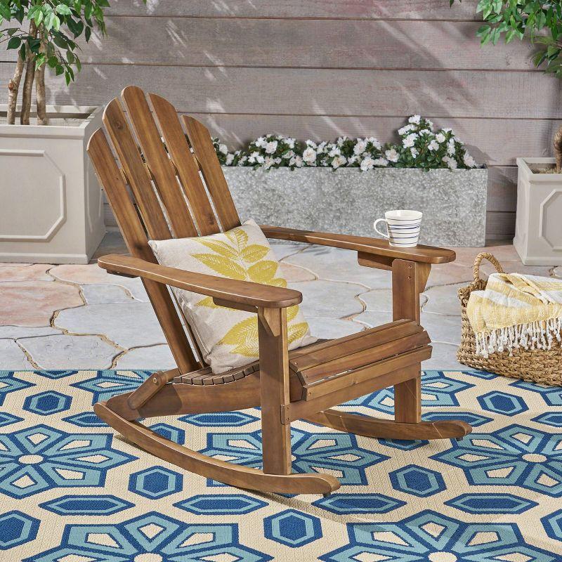 Hollywood Acacia Wood Adirondack Rocking Chair - Christopher Knight Home