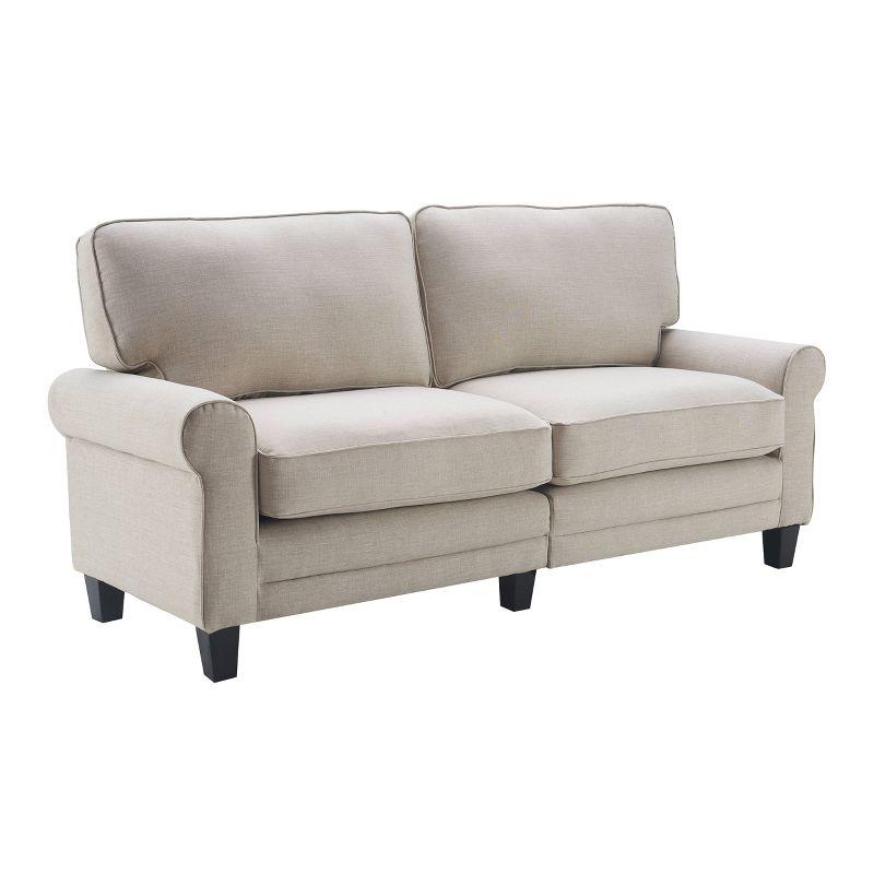 Copenhagen 73" Light Gray Fabric Sofa with Pillowed Back and Rounded Arms