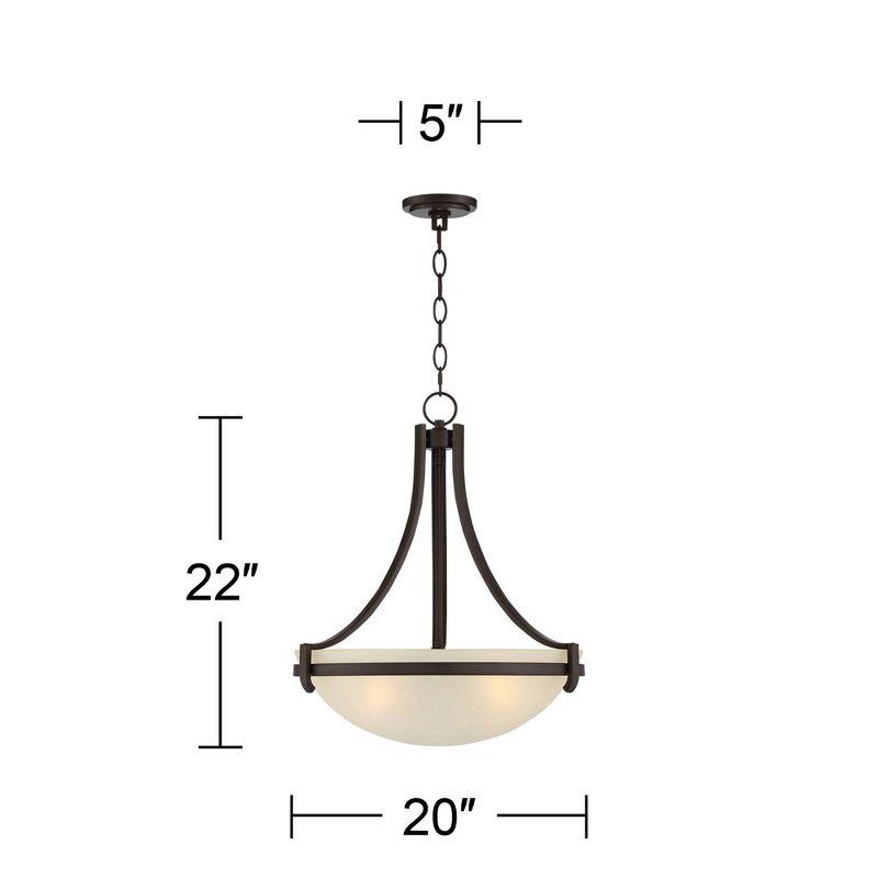 Regency Hill Mallot Oil Rubbed Bronze Pendant Chandelier 20" Wide Industrial Champagne Glass Bowl Shade 4-Light Fixture for Dining Room Kitchen Island