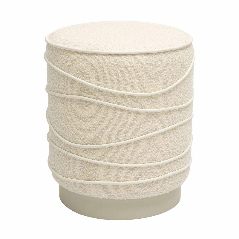 TOV Furniture Nero Cream Boucle Ottoman Cream 14.6"W x 14.6"D x 18"H
