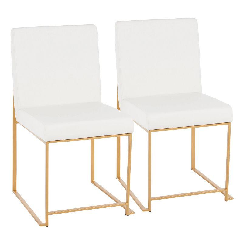 Fuji High Back Gold & White Faux Leather Dining Chair Set