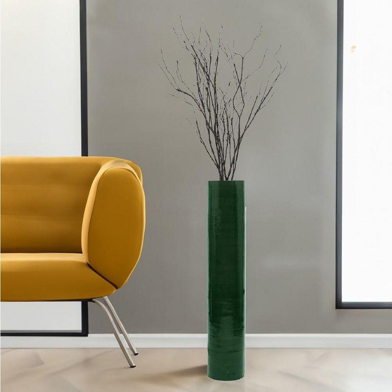 Uniquewise 30-inch-tall Decorative Contemporary Bamboo Display Floor Vase - Cylinder Shape - Stylish Home Decor Accent - Green - Modern Tall Vase