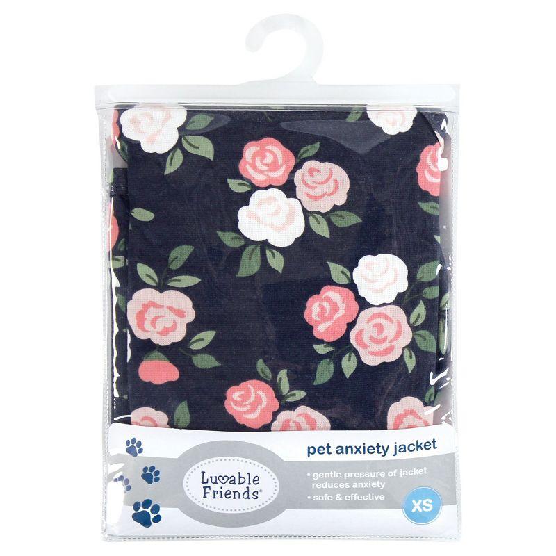 Luvable Friends Pet Thunder Anxiety Jacket, Navy Floral, Large