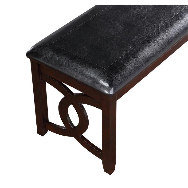 Furniture Gia 46" Solid Wood and Faux Leather Bench in Ebony Black