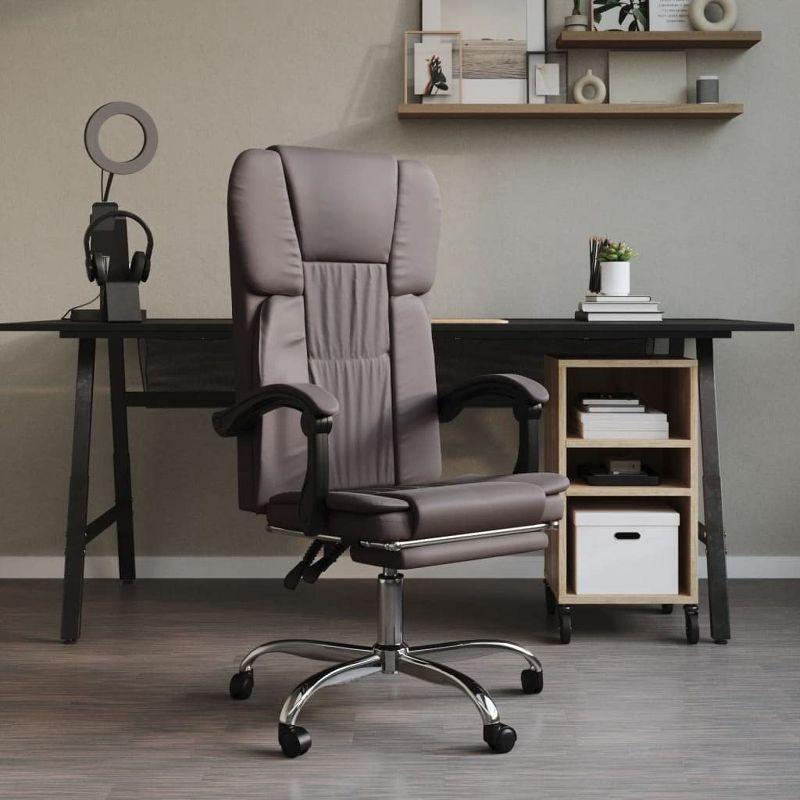 Gray Faux Leather Reclining Office Chair with Adjustable Height