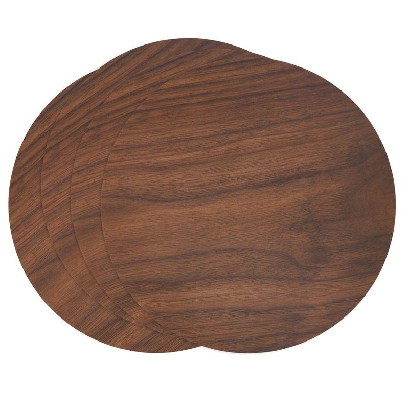 Saro Lifestyle Wood Print Placemat, 15" Round, Brown (Set of 4)