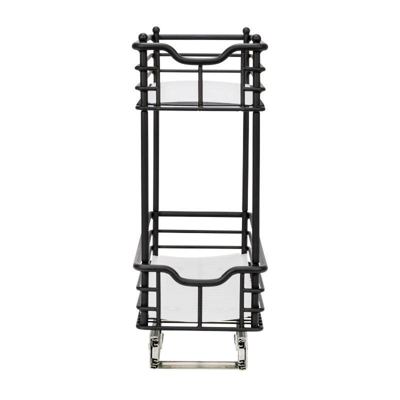 Glidez Multipurpose Paint-Finished Steel Pull-Out/Slide-Out  Storage Organizer with Plastic Liners for Under Cabinet Use - 2-Tier Design - Black