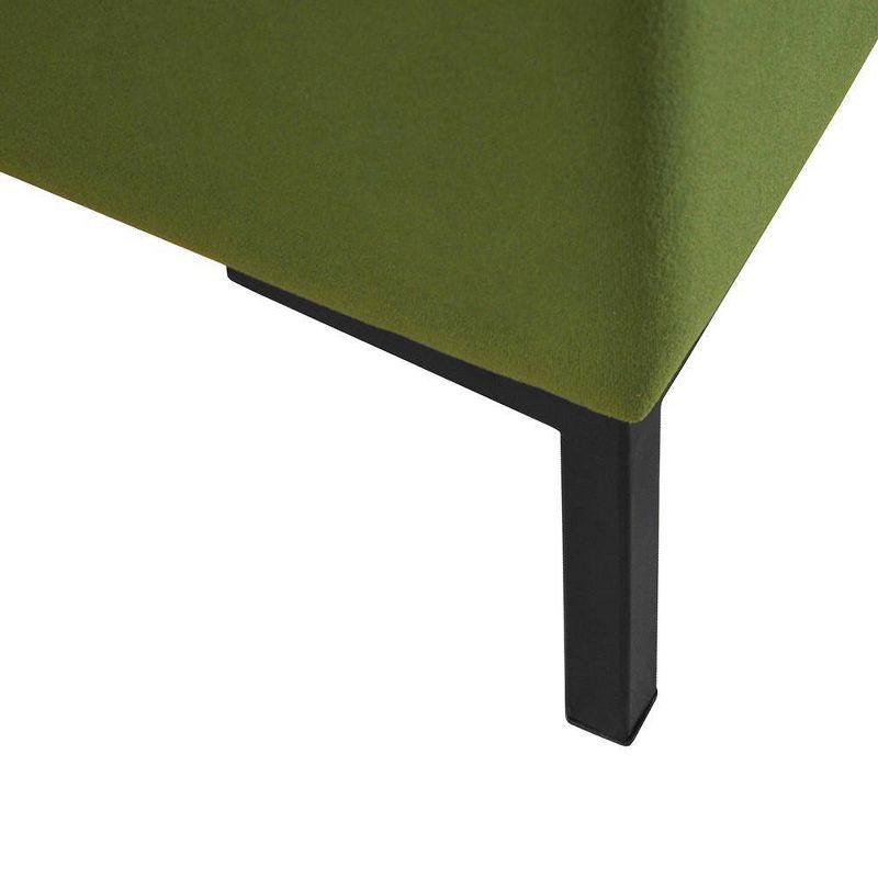 Medium Storage Bench with Metal Legs Green Velvet - HomePop: Upholstered Rectangular Ottoman for Bedroom, 250lb Capacity
