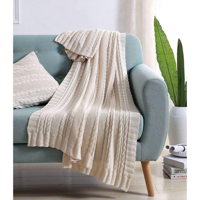 50"x70" Dublin Cable Knit Throw Blanket - VCNY