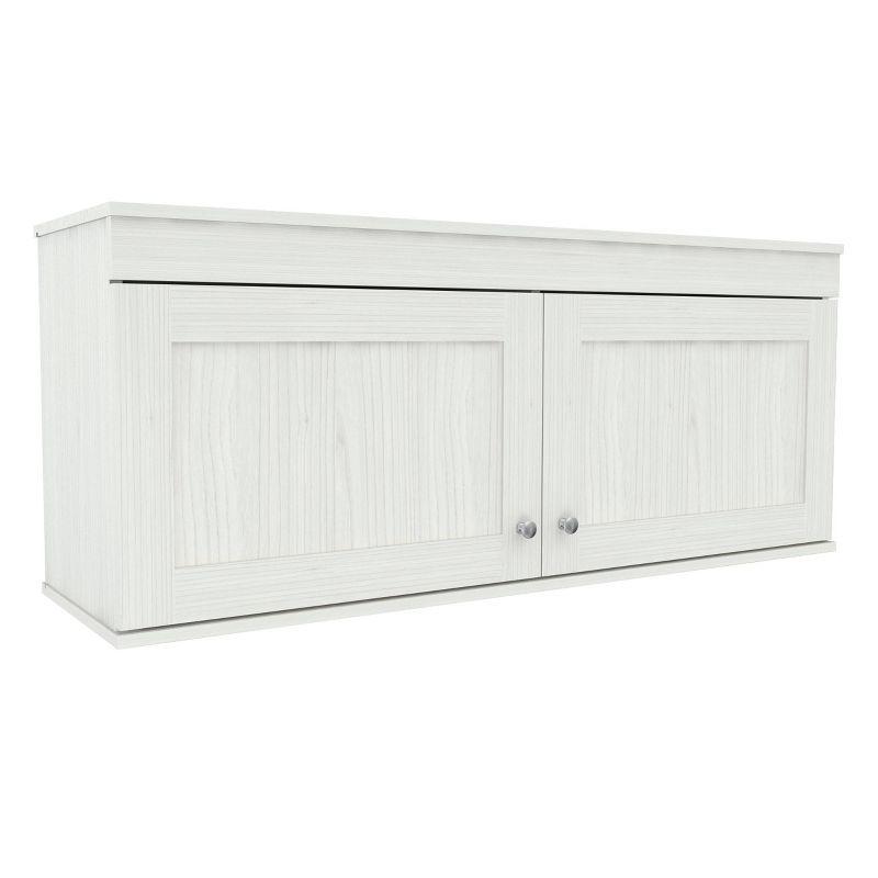 2 Doors Wall Mounted Buffet Cabinet White - Inval: Transitional Style, Adjustable Shelves, Melamine Finish