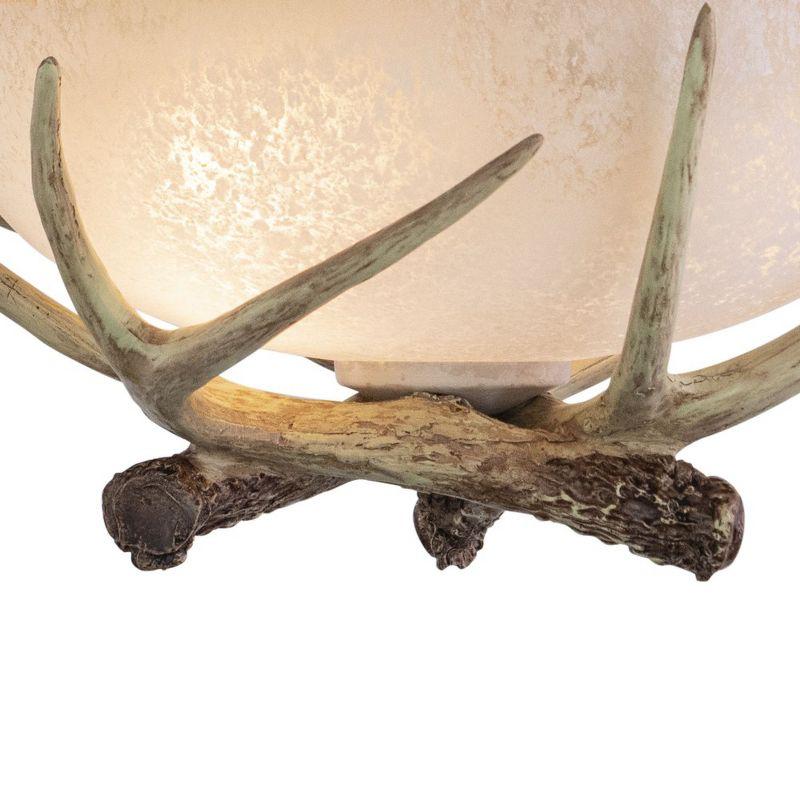 Rustic Antler 12" Brown Glass Semi Flush Mount Ceiling Light