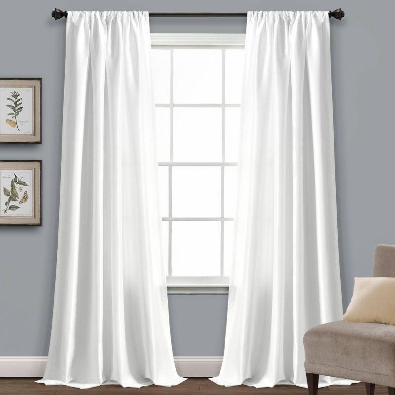 Elegant White Faux Silk 84" Rod Pocket Light-Filtering Curtain Panel