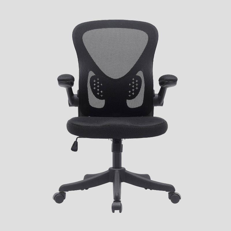 Techni Mobili Mesh Task Office Chair with Flip Up Arms Black - Techni Mobili: Ergonomic, Adjustable, Swivel, Nylon Frame