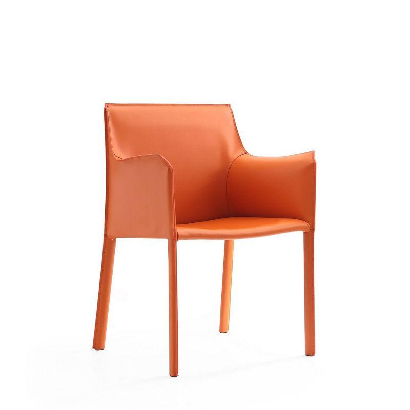 Paris Coral Saddle Leather Upholstered Metal Armchair