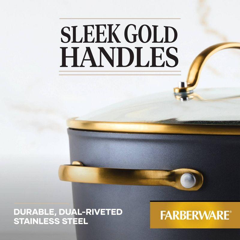 Farberware Forged Induction 6qt Ceramic Nonstick Covered Stock pot: Dishwasher-Safe, Tempered Glass Lid, Stainless Steel Handle