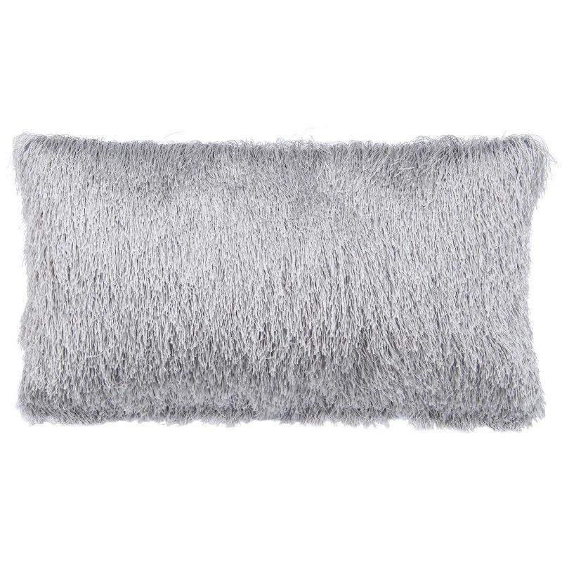 Indoor/Outdoor Shag Pillow - Silver - 14"X24" - Safavieh