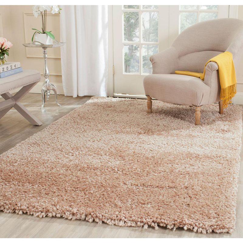 Beige 5x8 Hand-Tufted Synthetic Shag Rug