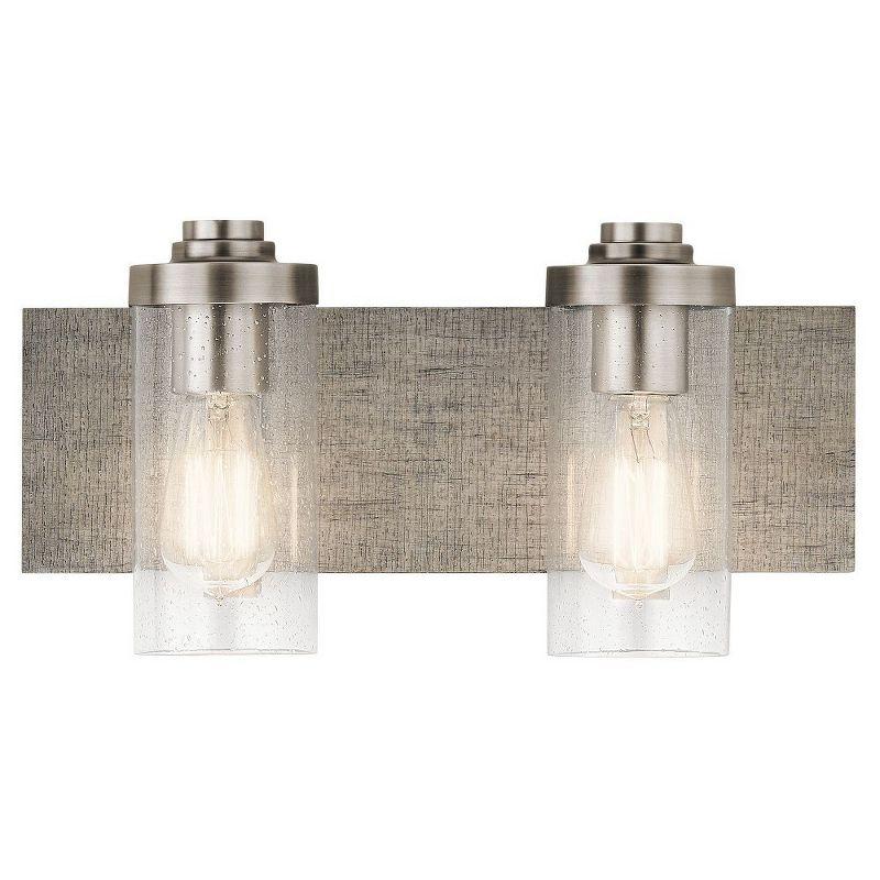 Pewter Cylinder Dual Light Wall Sconce with Clear Glass Shades