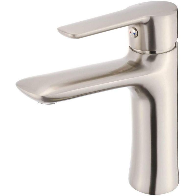 Satin Nickel Round Single Hole Bathroom Faucet