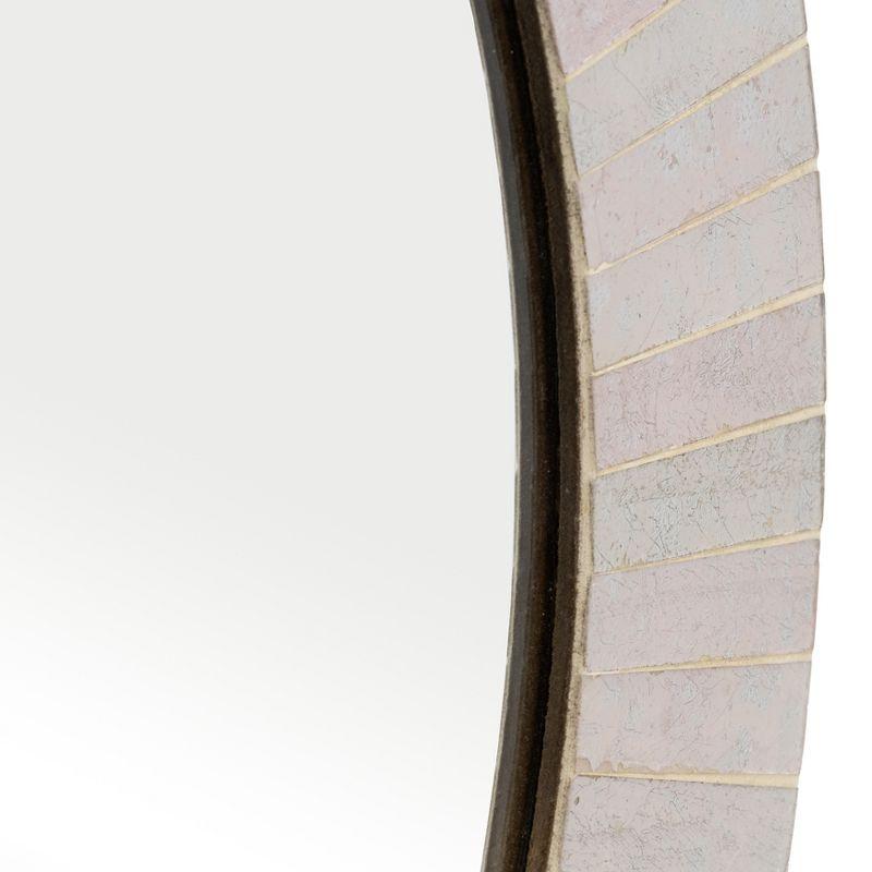 SAGEBROOK HOME 24" Mosaic Round Tiled Mirror Champagne: Contemporary Style, Resin Frame, Wall Mount, UL Listed