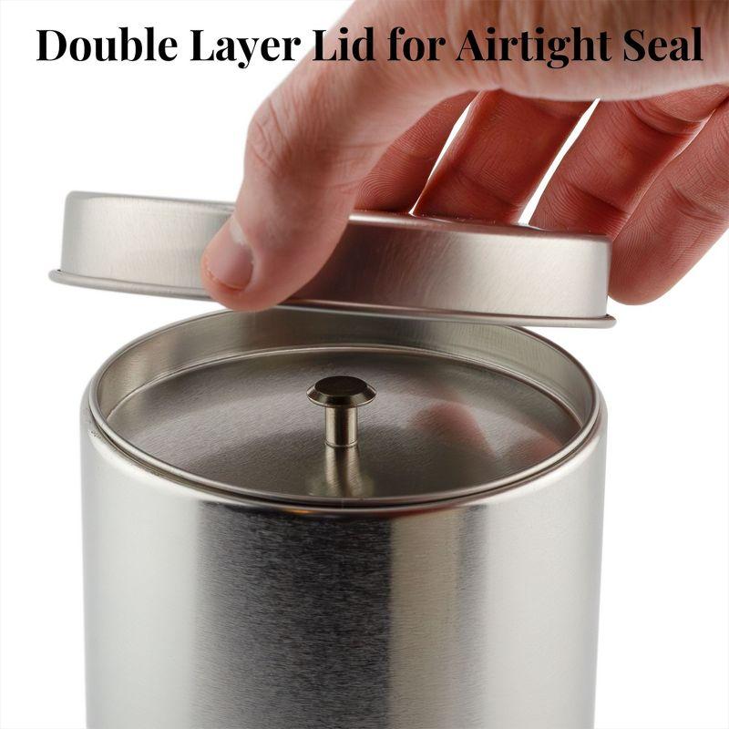 Solstice Large Double Seal Tea Canisters 4pk; Round Metal Containers with Interior Seal Lid