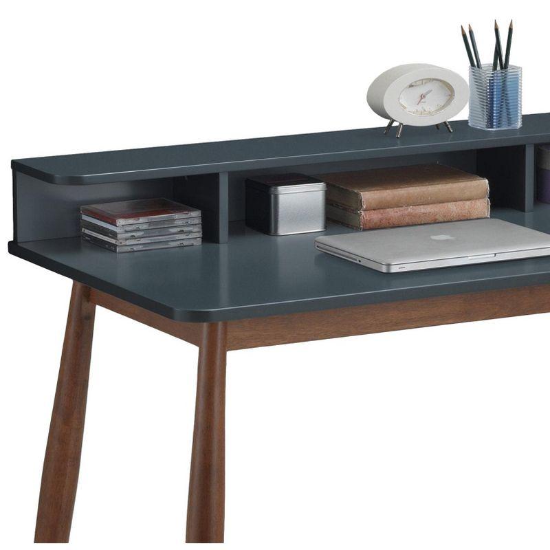 Gray and Natural Wood Writing Desk with Hutch