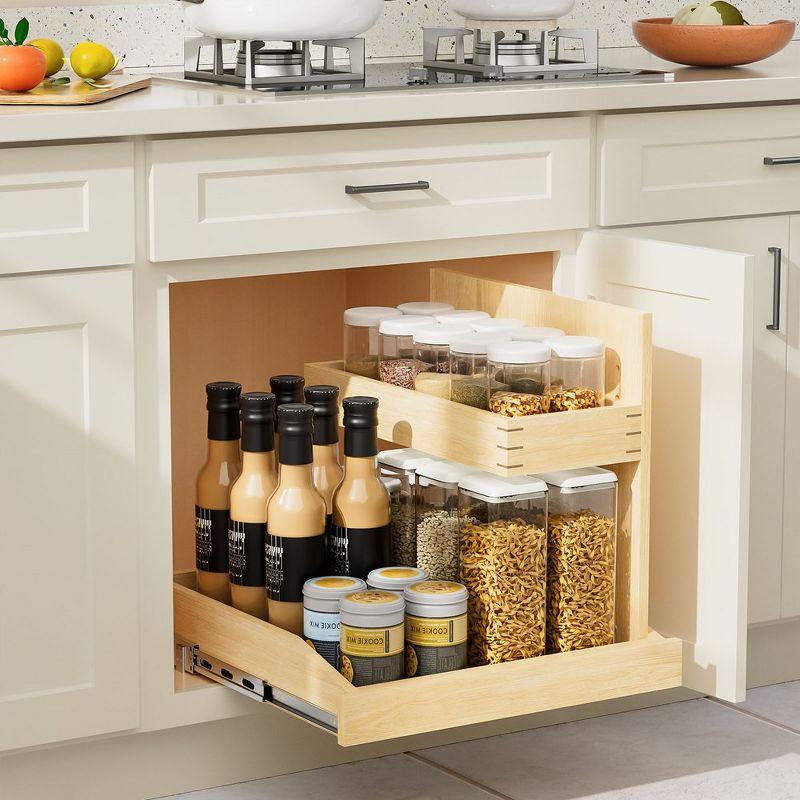 Under Sink Organizers , 2 Tier Pull Out Cabinet Organizer with Soft Close, Adjustable Multi-Purpose Under Sink Organizer(Left)