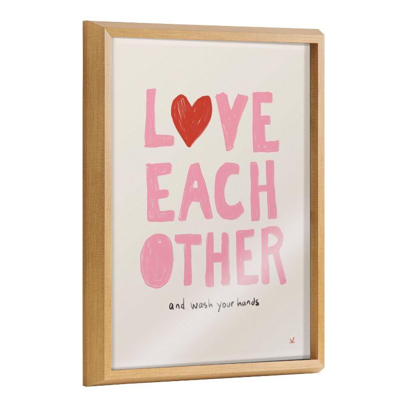 16" x 20" Blake Love Each Other by Kelly Knaga Framed Printed Glass Natural - Kate & Laurel All Things Decor
