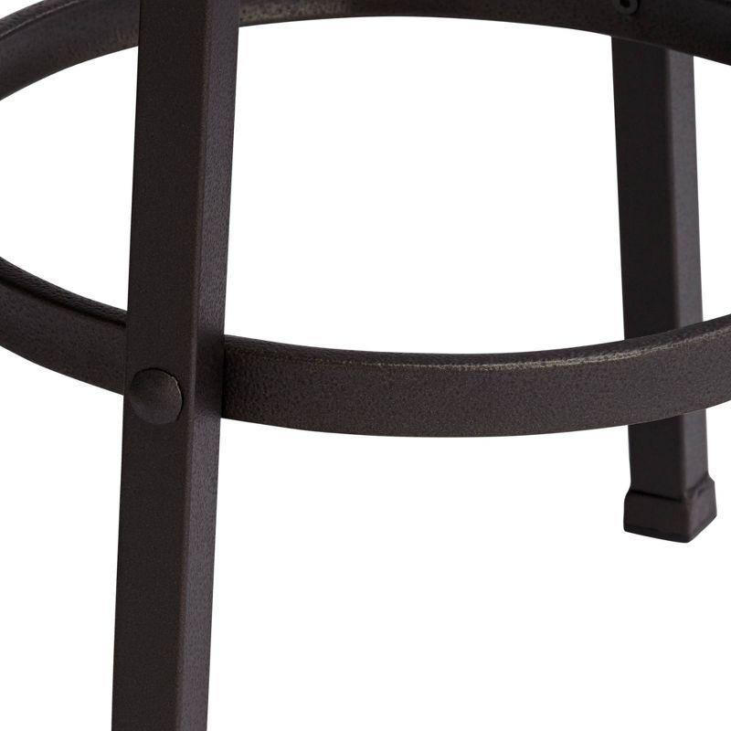 Elm Lane Roark Bronze Swivel Bar Stool Brown 29 1/2" High Industrial Adjustable Light Wood Seat with Low Backrest Footrest for Kitchen Counter Height