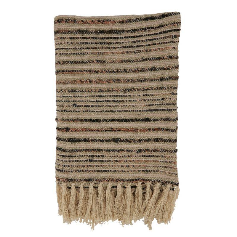 Saro Lifestyle Striped Throw, 50x60 inches, Beige