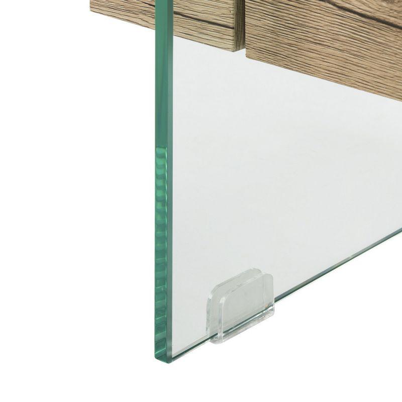 Kayley Coffee Table - Glass/Natural Wood Rack - Safavieh