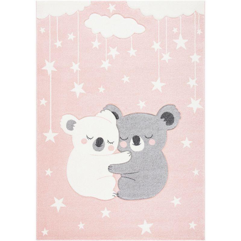Carousel Kids  CRK195 Loomed Indoor Area Rug - Pink/White - 6'7"x9' - Safavieh