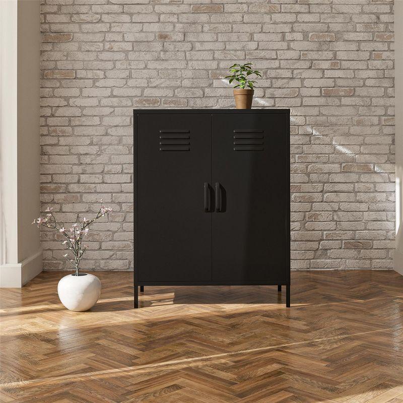 Black Metal Locker Style Storage Cabinet with Adjustable Shelving