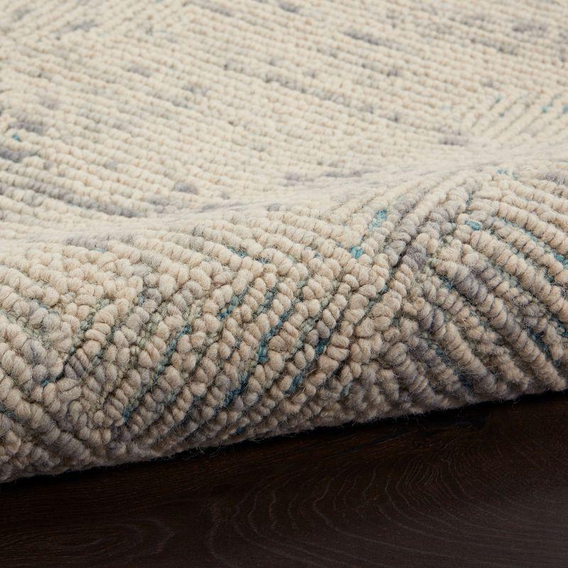 Nourison Vail Contemporary Indoor Area Rug Ivory/Grey/Teal 7'9" x 9'9"