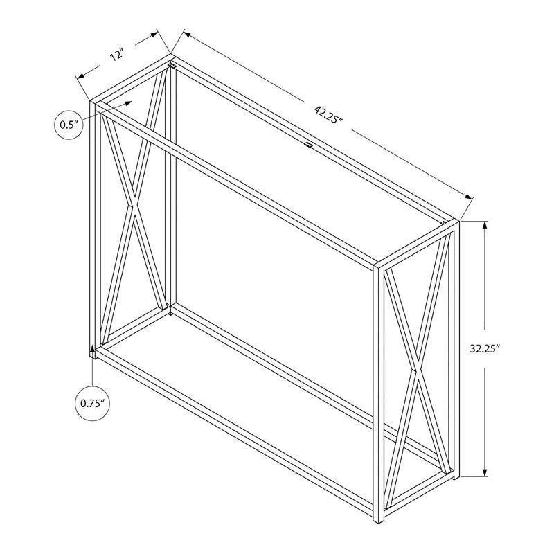 Monarch Specialties 42.25 Inch Modern Chic Glass Top Metal Frame Console Accent Table with Criss-Cross Legs for Living Rooms and Offices, Gold