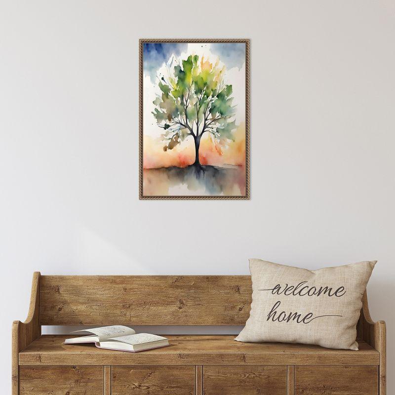 Amanti Art Tree of colour by Sally Ann Moss Framed Canvas Wall Art