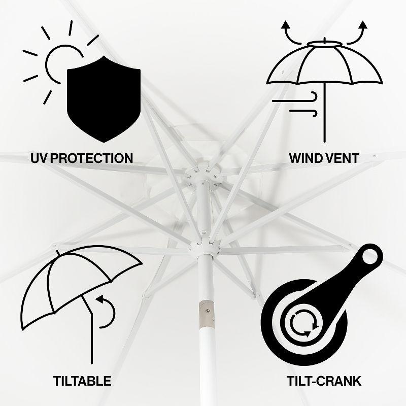 Arlmont & Co. Taveon 9 ft. Classic MidCentury Market Patio Umbrella with UV Protection, Auto-Tilt, and Crank
