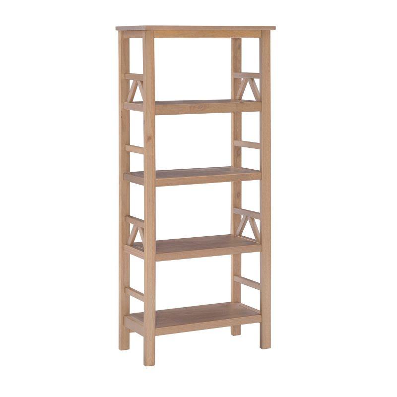 Rustic Gray Pine Wood 4-Shelf Bookcase