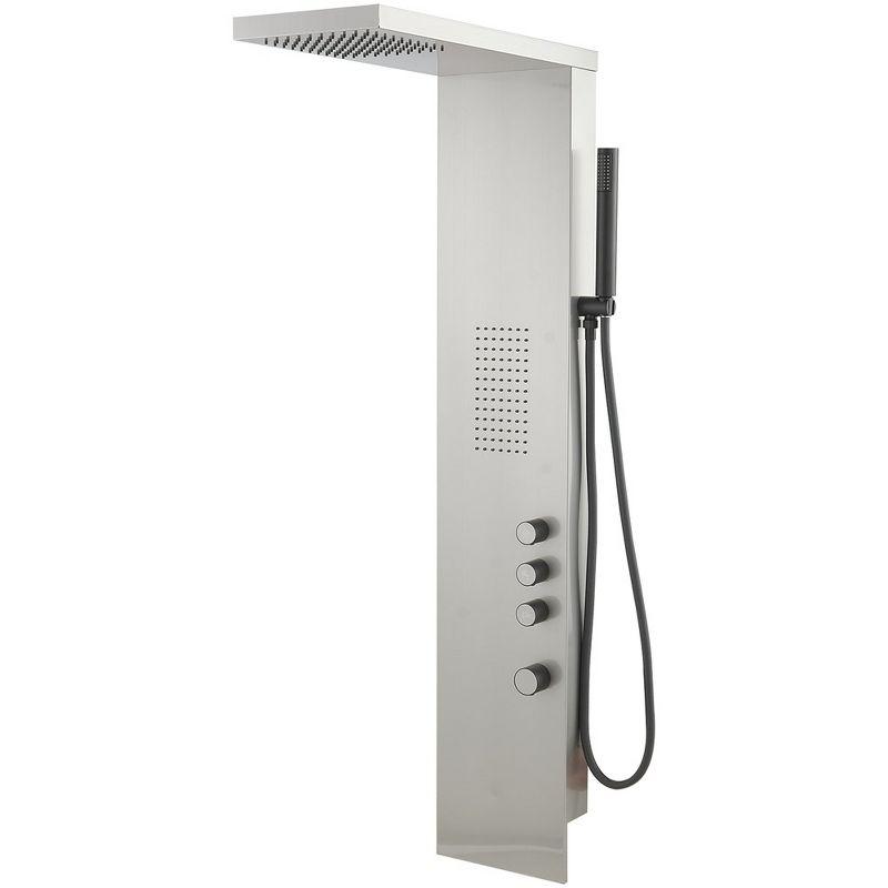 Brushed Nickel Multi-Function Shower Panel with Rainfall and Massage Jets