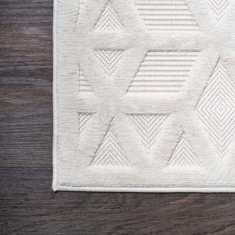 3'x5' Talaia Neutral Geometric Indoor/Outdoor Area Rug, Ivory - JONATHAN Y
